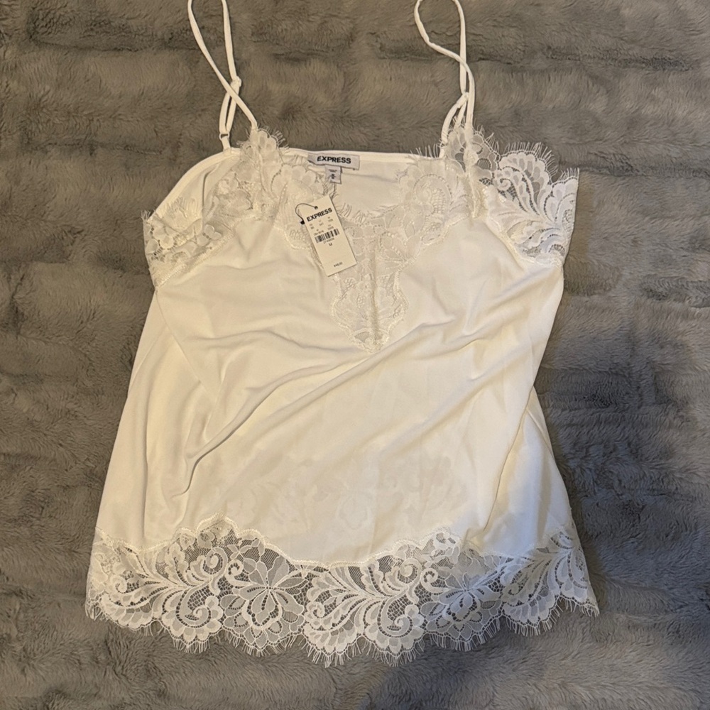 Express Ivory Lace Cami Top
